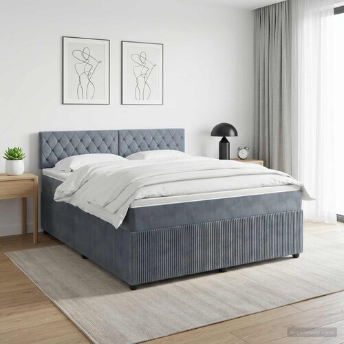  Boxspring krevet s madracem Tamnosiva 140 x 190 cm Bar&amp;scaron;un Plava 190 x 140 x 88 cm Slike