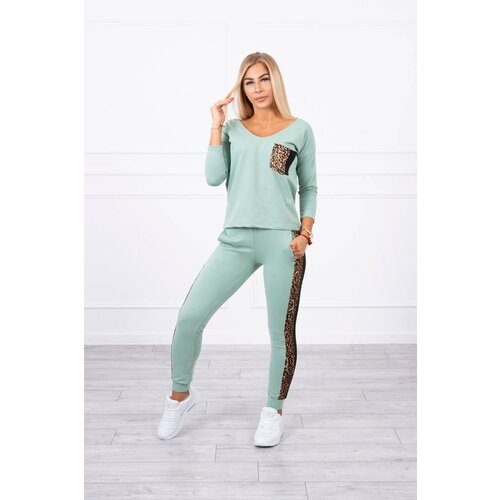 Kesi Set with a dark mint panther motif Slike