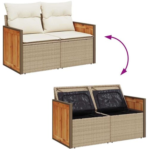 VidaXL 7-dijelni set vrtnih sofa od poliratana s jastucima bež Slike