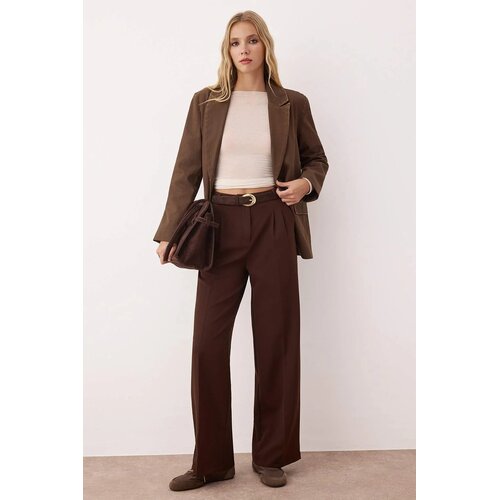 TRENDYOLMILLA ženske pantalone Twoaw25Pl00109, braon-braon Cene