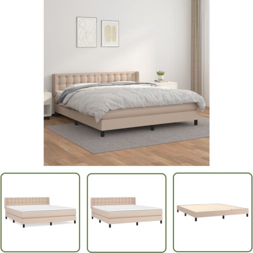 The Living Store Box spring postelja z vzmetnico kapučino 160x200cm umetno usnje - Box Spring Postelja, (21737660) Cene