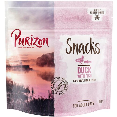 Purizon Snack pribolj&amp;scaron;ki za mačke po posebni ceni! - Snack raca z ribo &amp;ndash; brez žit 2 x 40 g Slike