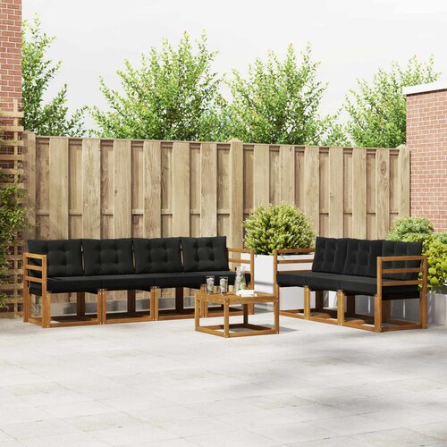  Set vanjskih sofa s jastukom 8 pcs Prirodna i crna Cene
