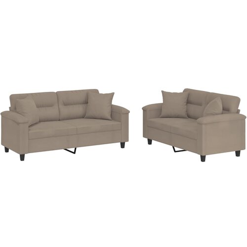 vidaXL Sedežna garnitura 2-delna z blazinami taupe mikrovlakna, (20923215) Cene