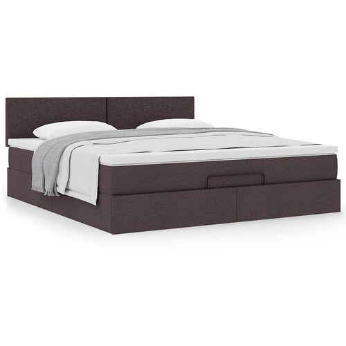 VidaXL Otomanski posteljni okvir z vzmetnico temno rjava 180x200 cm Slike
