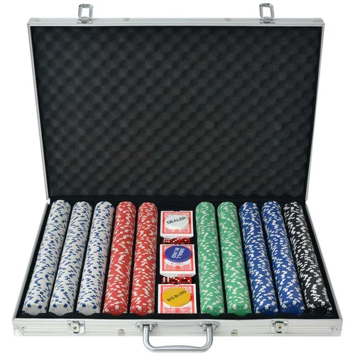 vidaXL Poker Set s 1000 Žetoni Aluminij, (20813037)