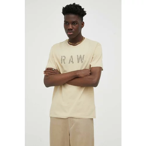 G-star Raw Bombažna kratka majica bež barva