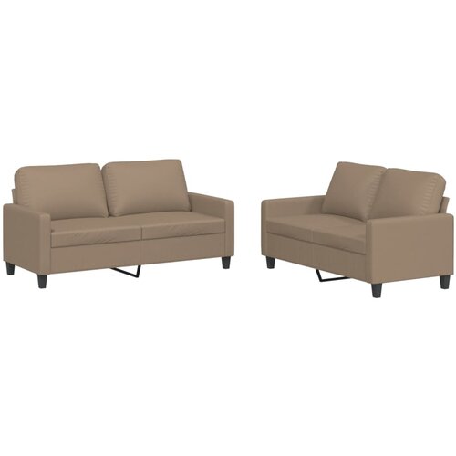 Maison Chic Sedežna garnitura - kavč 2-delna z blazinami kapučino umetno usnje, (21729311) Cene