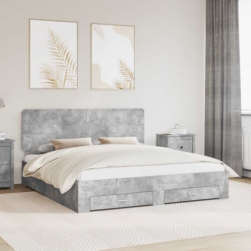  Krevetna konstrukcija s ladicama Betonski sivi 180 x 200 cm Siva 203 x 183 x 100 cm Slike