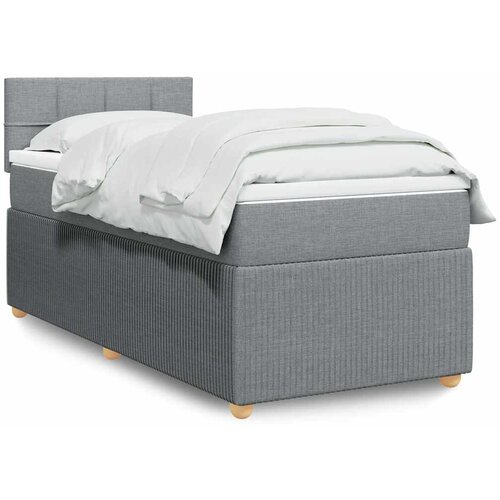  Box spring krevet s madracem svjetlosivi 90x190 cm od tkanine Slike