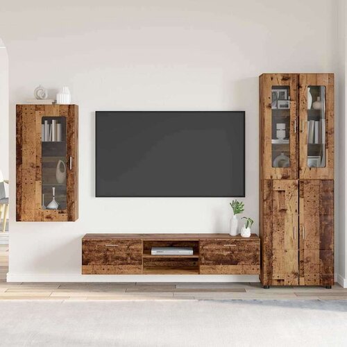  Set TV komoda s ladicama s policom Staro drvo Konstruirano drvo Cijene