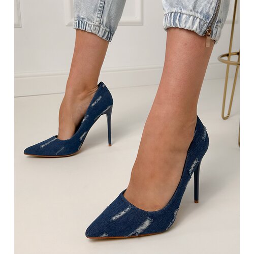 D/CEO Navy blue denim high heel pumps Emmila Slike