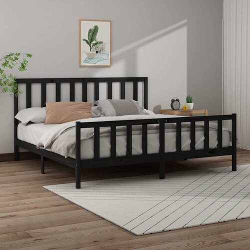  Okvir za krevet od masivne borovine crni 200 x 200 cm Cijene