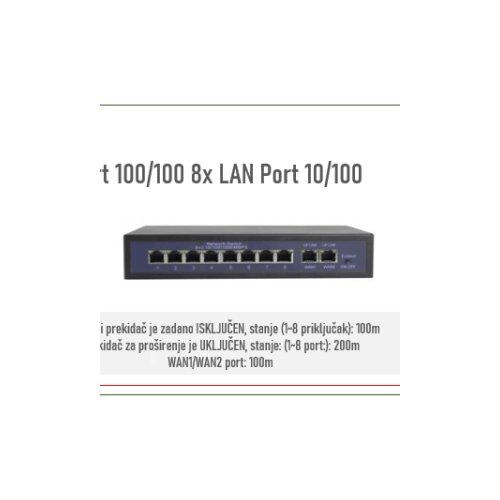  8x LAN PORT POE 10/100 + 2x WAN PORT 10/100 POE SWITCH Cijene