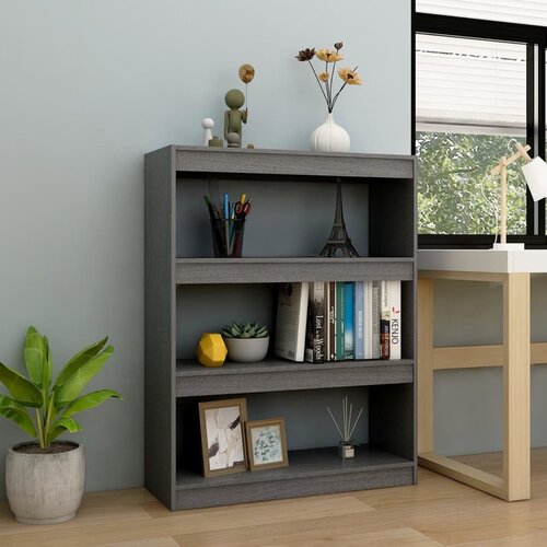  za knjige / sobna pregrada sivi 100x30x103 cm borovina Slike