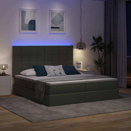 LED krevet za pohranu s madracem Tamnosiva 180 x 200 cm Tkanina Slike