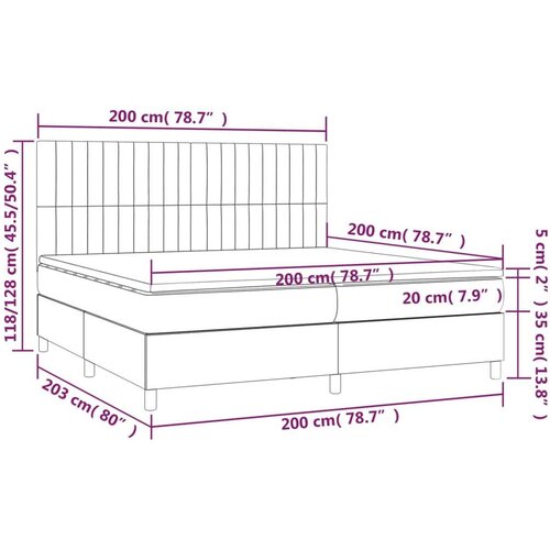 VidaXL Krevet s oprugama i madracem tamnosmeđi 200x200 cm od tkanine Slike