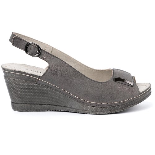 GOODIN Women&amp;#039;s gray wedge sandals Slike