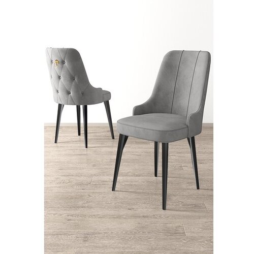 Hanah home Newa set stolica, 46x94x46 cm, 6 dijelova, sivo-crna Cene