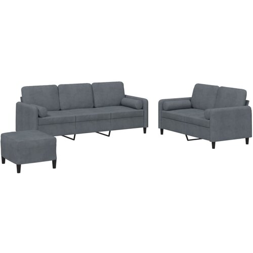  3-dijelni set sofa s jastucima tamnosivi bar&amp;scaron;unasti Slike