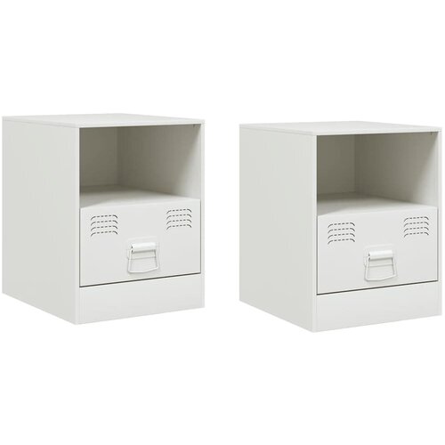 Maison Chic Dvo delni komplet Nočne omarice - Nočne mize bela 34,5x39x44 cm jeklo, (21689812) Cene