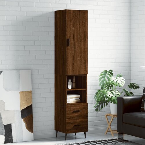 VidaXL Visoka omara rjavi hrast 34,5x34x180 cm inženirski les Slike