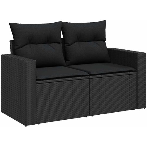  9-dijelni set vrtnih sofa s jastucima crni od poliratana Crna 66 x 62 x 69 cm Slike