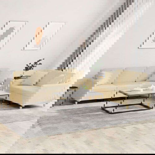  2-dijelni set sofa s jastucima krem od tkanine Slike