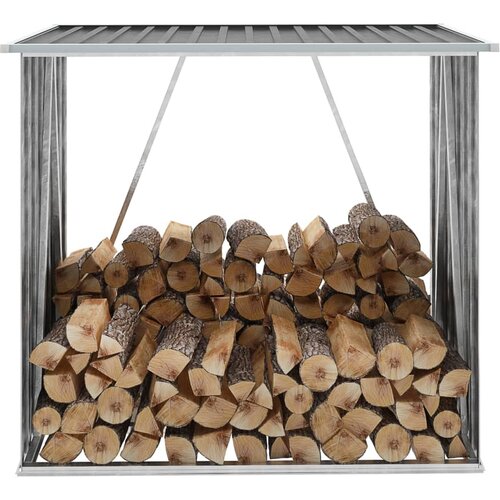 VidaXL Vrtna ostava za drva pocinčani čelik 163 x 83 x 154 cm antracit Slike