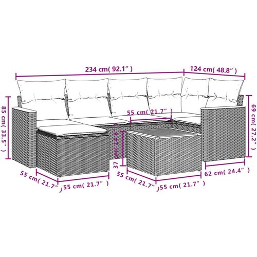  7-dijelni set vrtnih sofa od poliratana s jastucima crni Slike