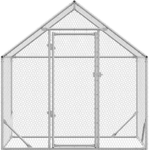 VidaXL Kletka za pi&amp;scaron;čance srebrna 170 x 100 x 177 cm Cinkana jeklena Slike