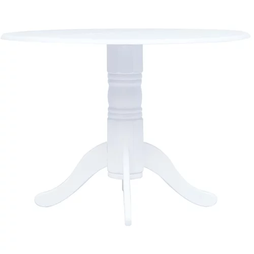  Jedilna miza bela 106 cm iz trdnega kavčukovca