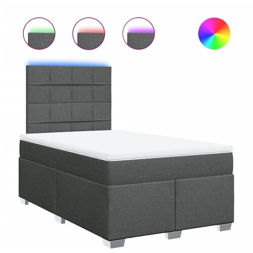 VidaXL Box spring postelja z vzmetnico temno siva 120x200 cm blago, (21321442) Slike