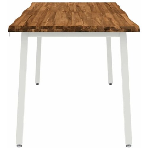  Stol za blagovanje s prirodnim rubom 140 x 90 x 75 cm Prirodna - Prirodna i bijela 140 x 90 x 75 cm Živi rub Slike