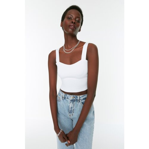 Trendyol Ecru Crop Knitwear Blouse Cene