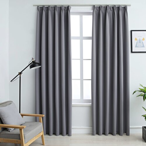 vidaXL Zatemnitvene zavese z obešali 2 kosa sive 140x225 cm Cene