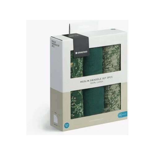 Kikka Boo Pelene od muslina set 3 pcs 75x75 Secret Garden Green KKB12103 Slike
