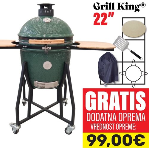 Grill King Kamado 22” keramički roštilj s dimilicom i opremom, 56 cm Cijene