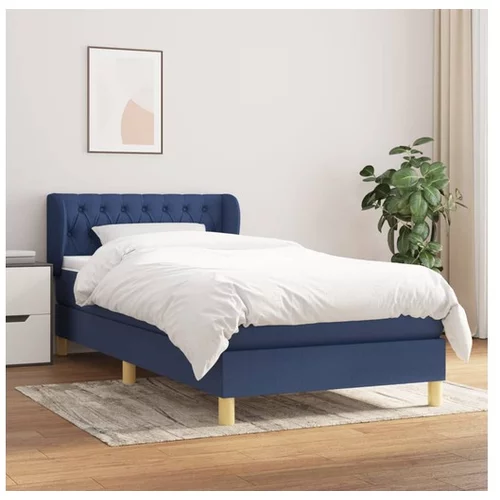 vidaXL Box spring postelja z vzmetnico modra 80x200 cm blago