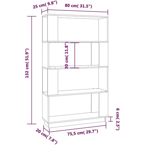  za knjige / pregrada crni 80x25x132 cm od borovine Slike