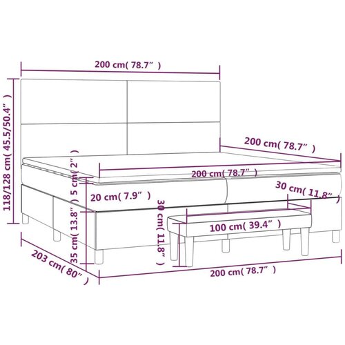 Krevet s oprugama i madracem svjetlosivi 200x200 cm bar&amp;scaron;unasti Slike
