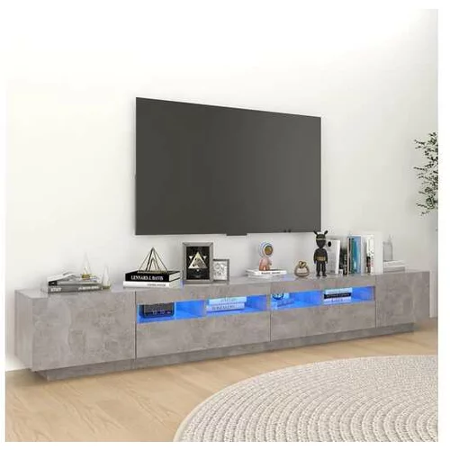  TV omarica z LED lučkami betonsko siva 260x35x40 cm