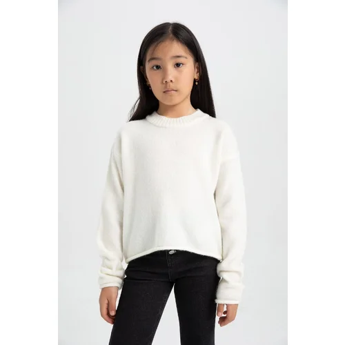 Defacto Girl's Standard Fit Crew Neck Sweater