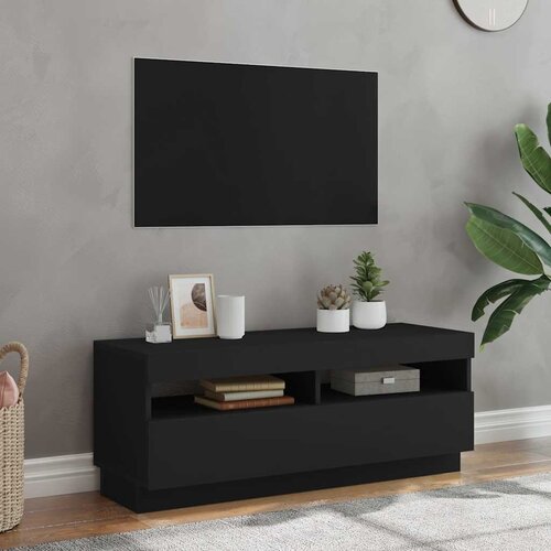 TV ormarić s LED svjetlima crni 100 x 35 x 40 cm Cene