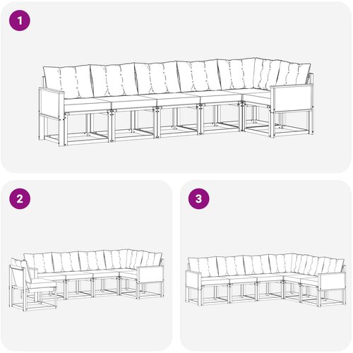  Set vanjskih sofa 6 kom. Prirodna i krem Smeđa 302 x 124,5 x 73 cm Slike