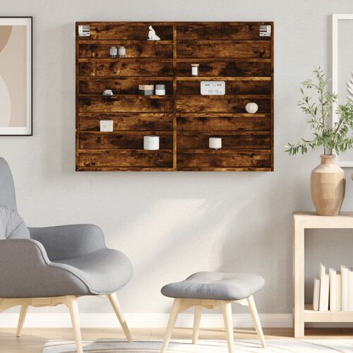  Vitrina boja dimljenog hrasta 100x8,5x75 cm drvena Slike