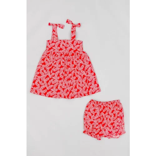 Zippy Pamučna haljina za bebe boja: crvena, mini, širi se prema dolje