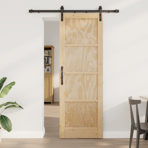 VidaXL Klizna vrata s kompletnim hardverom 73.5x211 cm od čvrstog drva bora Slike