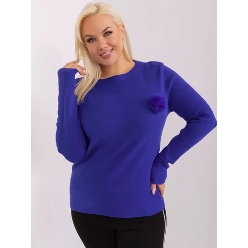 Fashion Hunters Cobalt blue casual plus-size sweater with tassel