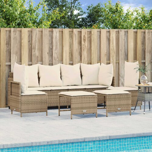 vidaXL 5-dijelni vrtni set sofa s jastucima bež od poliratana Cijene